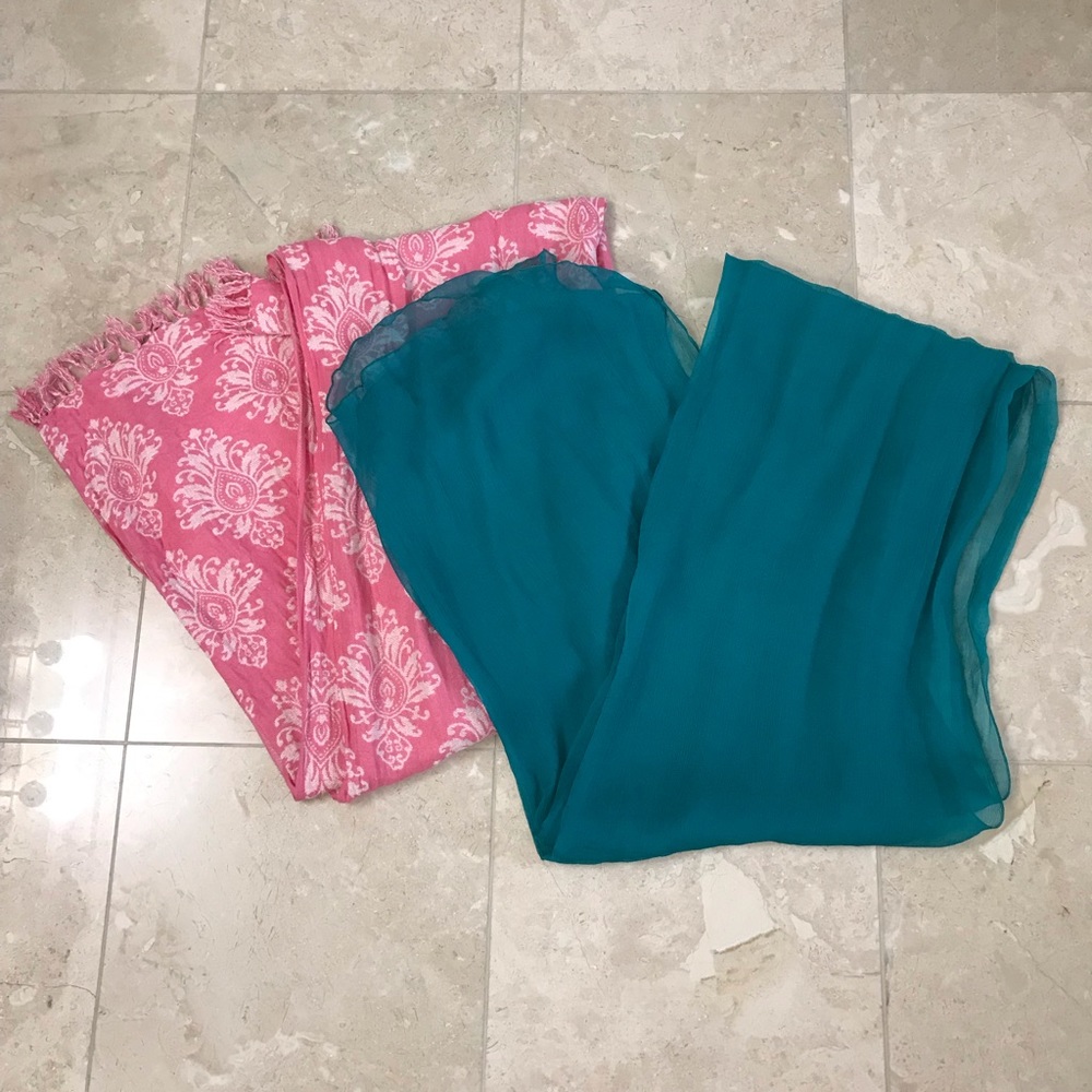Bundle pink and teal scarf